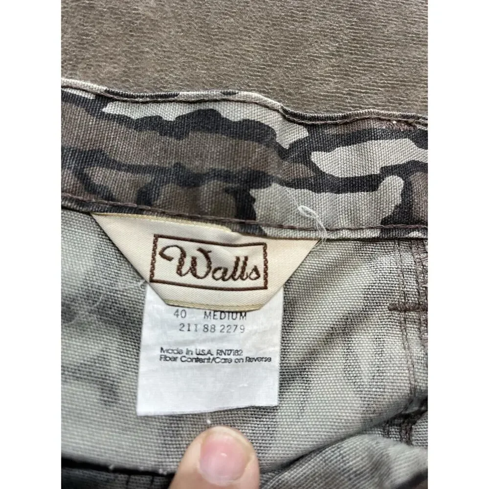 Vintage 80's Walls Tree Bark Camo Cargo Pants‎ Mens Hunting Made In USA 40 X27